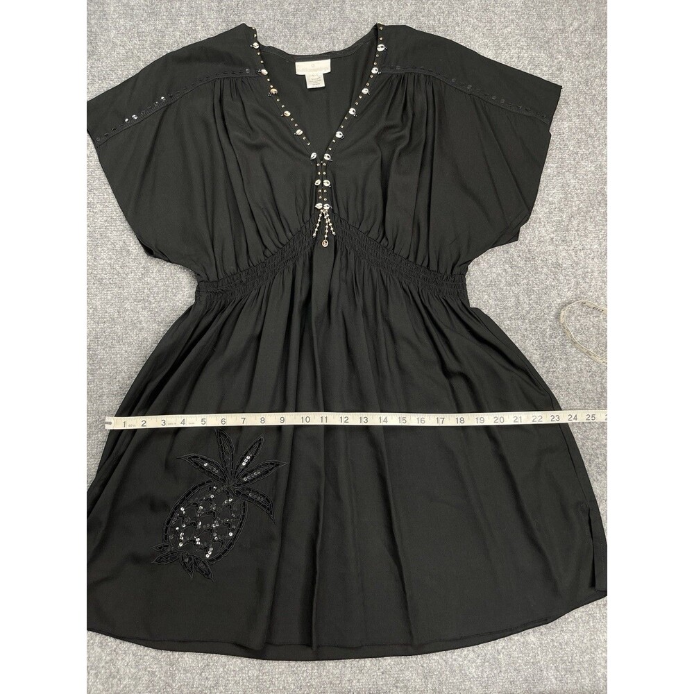 Soft Surroundings Kaftan Dress Womens Large Sea Shell Accent Resort Cruise Black - Picture 13 of 14